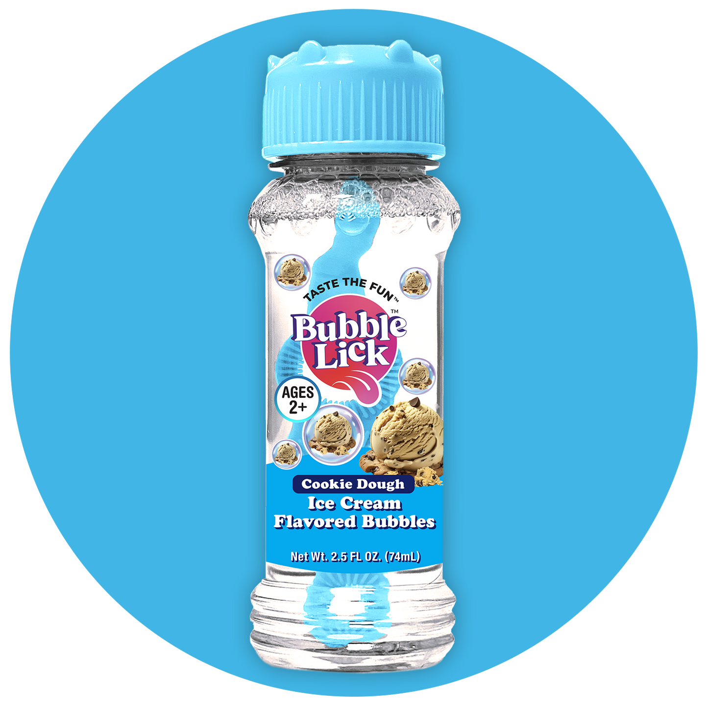 16 cnt PDQ Bubble Lick Ice Cream Collection Cookie Dough, Mint Chocolate Chip, Strawberry & Vanilla Flavored Bubbles