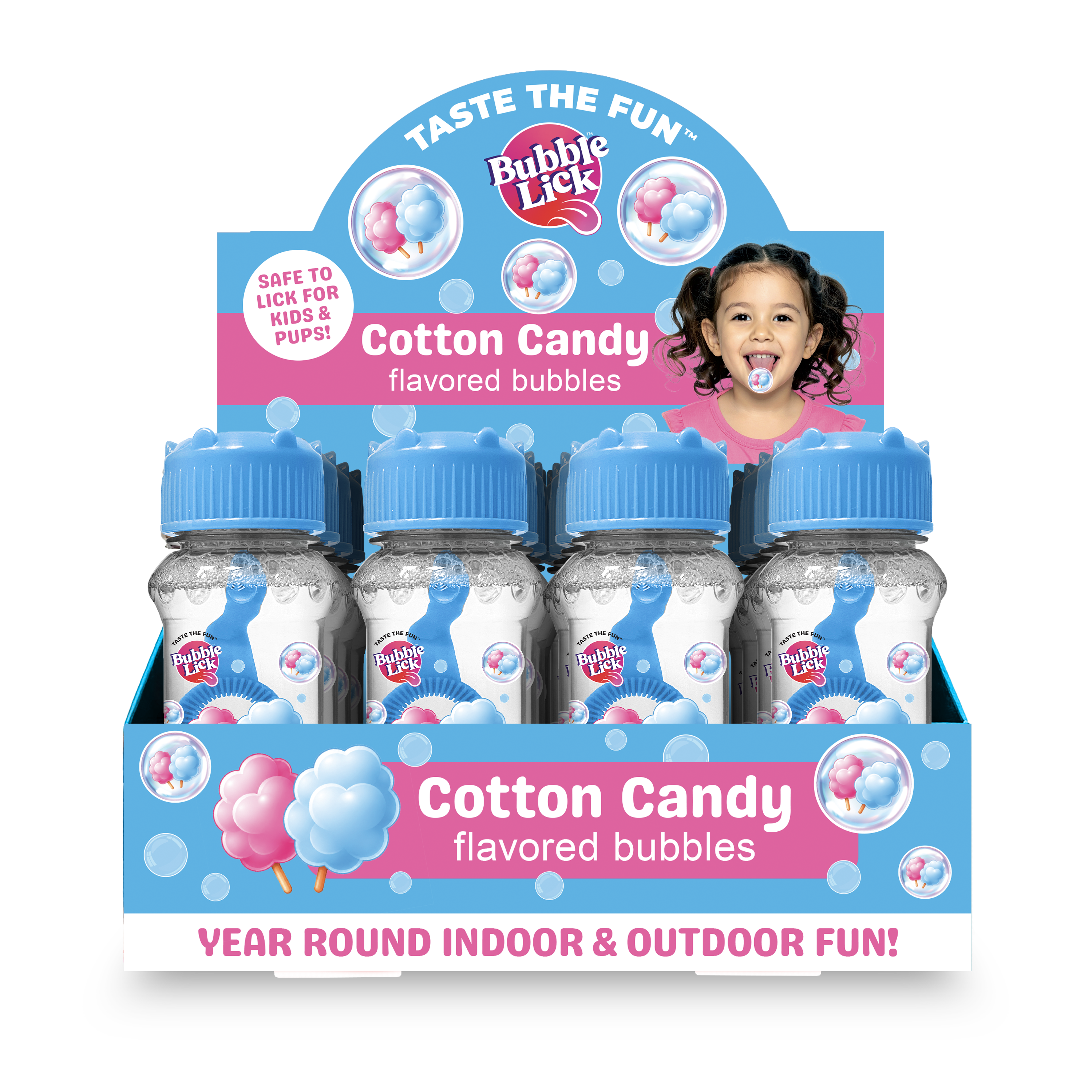 12 cnt PDQ 2.5oz Bubble Lick Cotton Candy Flavored Bubbles