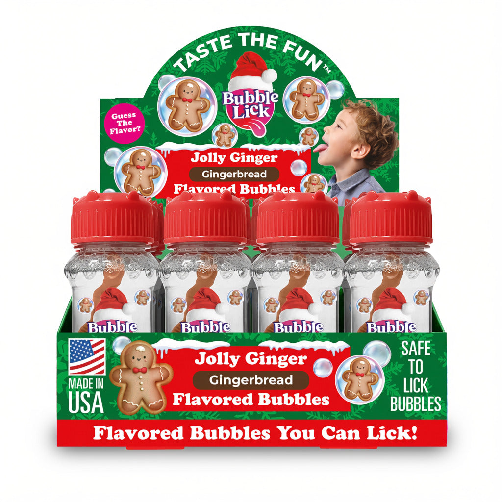 12 cnt PDQ 2.5oz Bubble Lick Jolly Ginger Flavored Bubbles