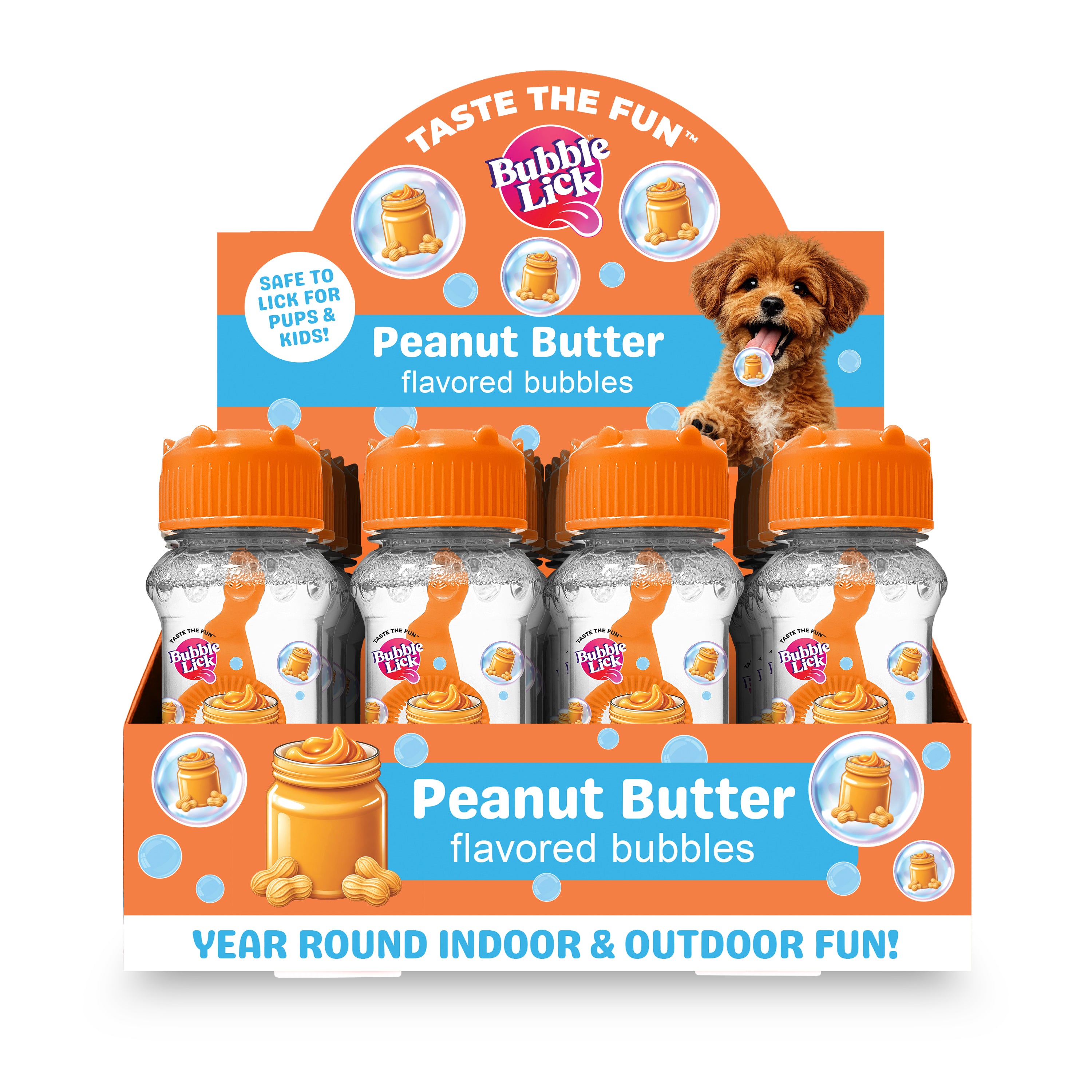 12 cnt PDQ 2.5oz Bubble Lick Peanut Butter Flavored Bubbles