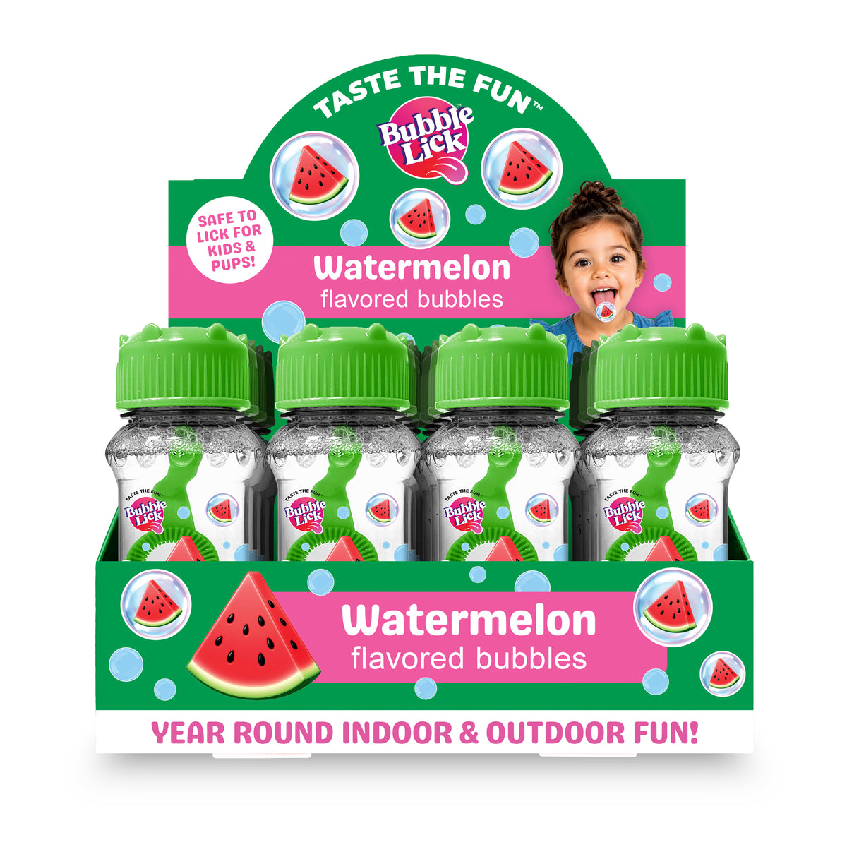 12 cnt PDQ 2.5oz Bubble Lick Watermelon Flavored Bubbles