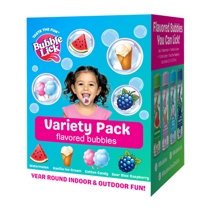 4 pk Box 2.5oz Bubble Lick Variety Best Seller Flavored Bubbles