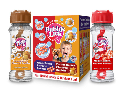 4 pk Box 2.5oz Variety Flavor Bubble Lick Maple Bacon & Peanut Butter Flavored Bubbles
