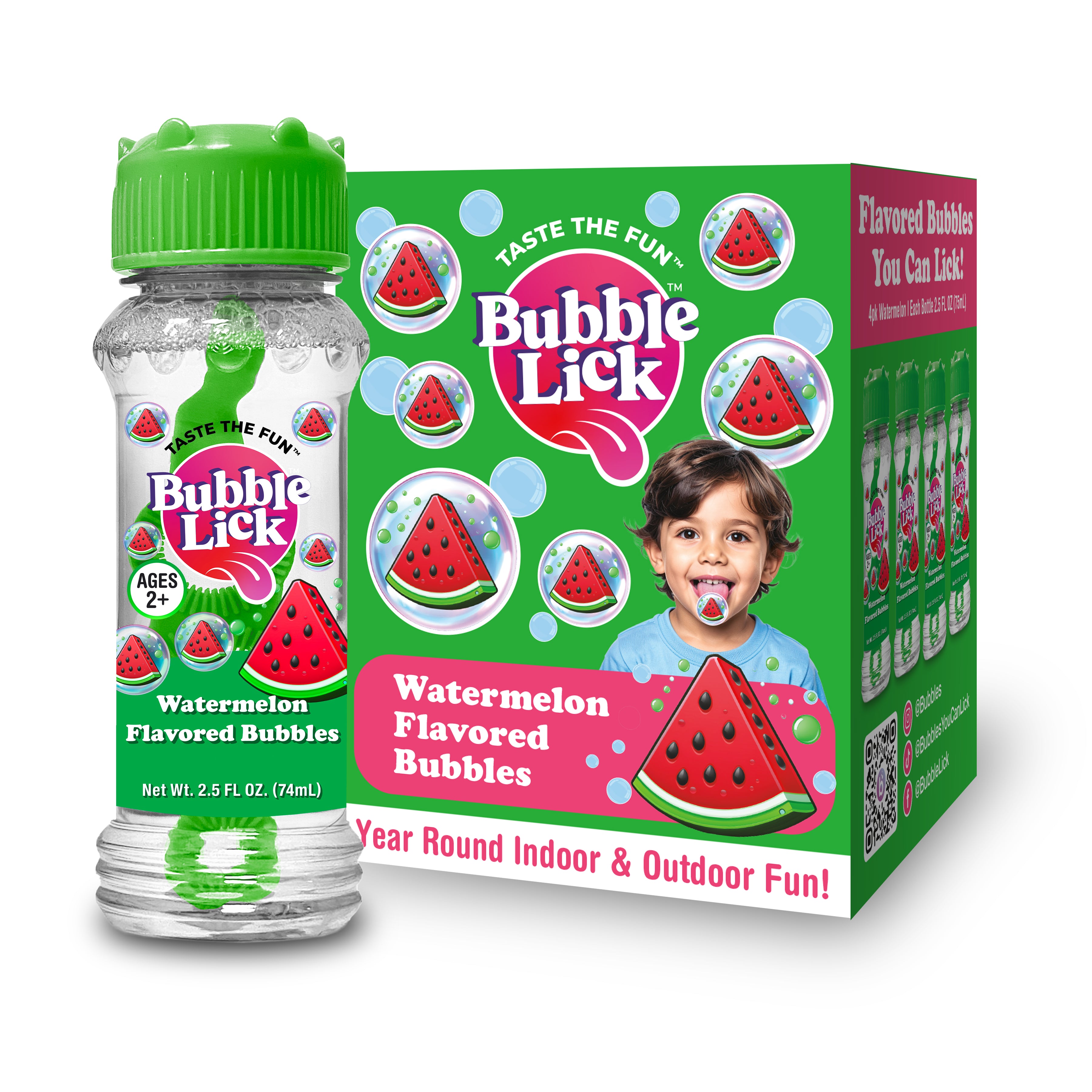 4 pk Box 2.5oz Bubble Lick Watermelon Flavored Bubbles