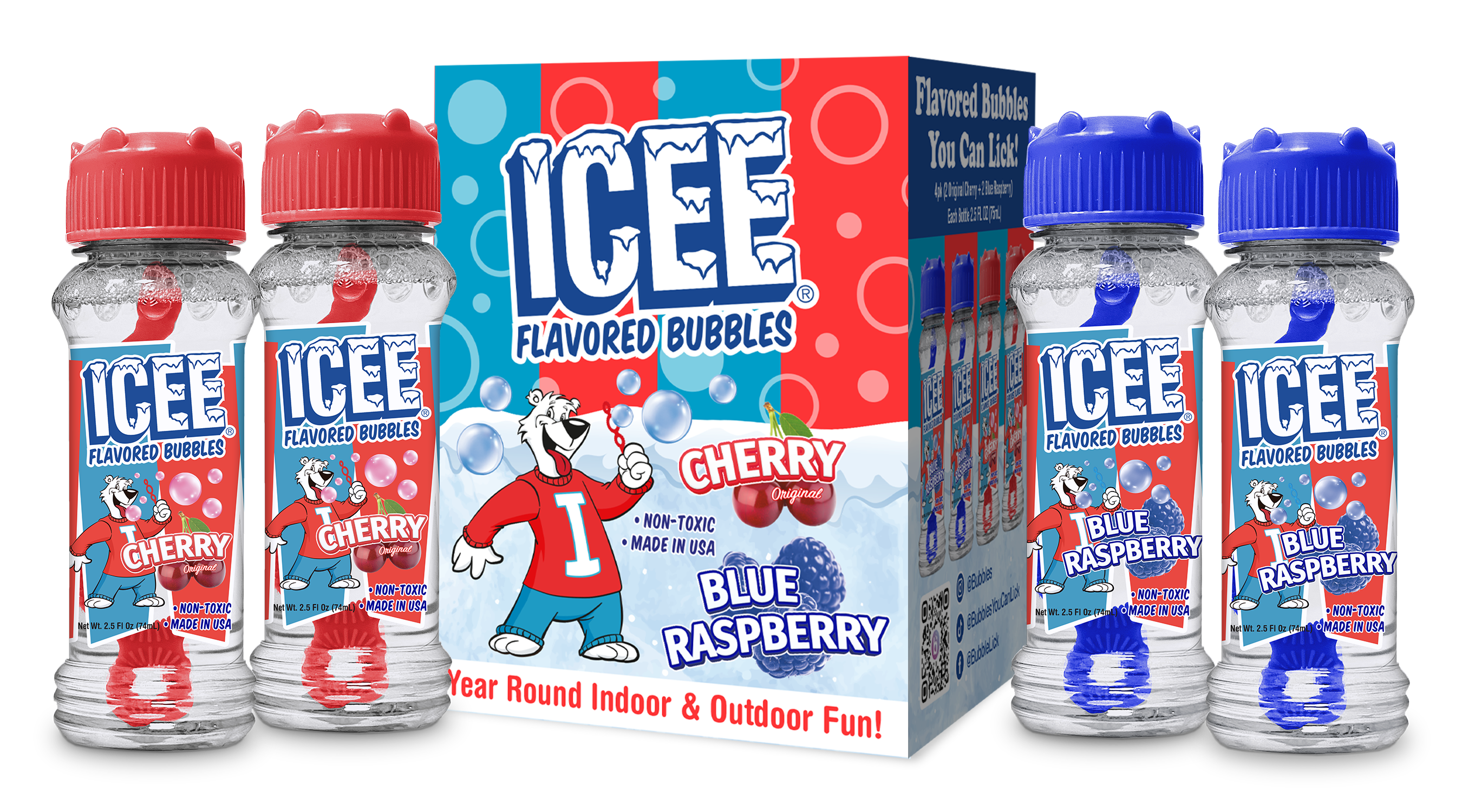 4 pk Box 2.5oz Bubble Lick ICEE Flavored Bubbles