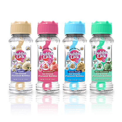 4 pk Box 2.5oz Bubble Lick Ice Cream Variety Pack Flavored Bubbles
