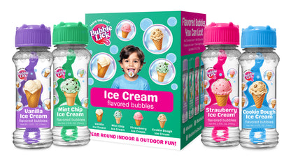 4 pk Box 2.5oz Bubble Lick Ice Cream Variety Pack Flavored Bubbles