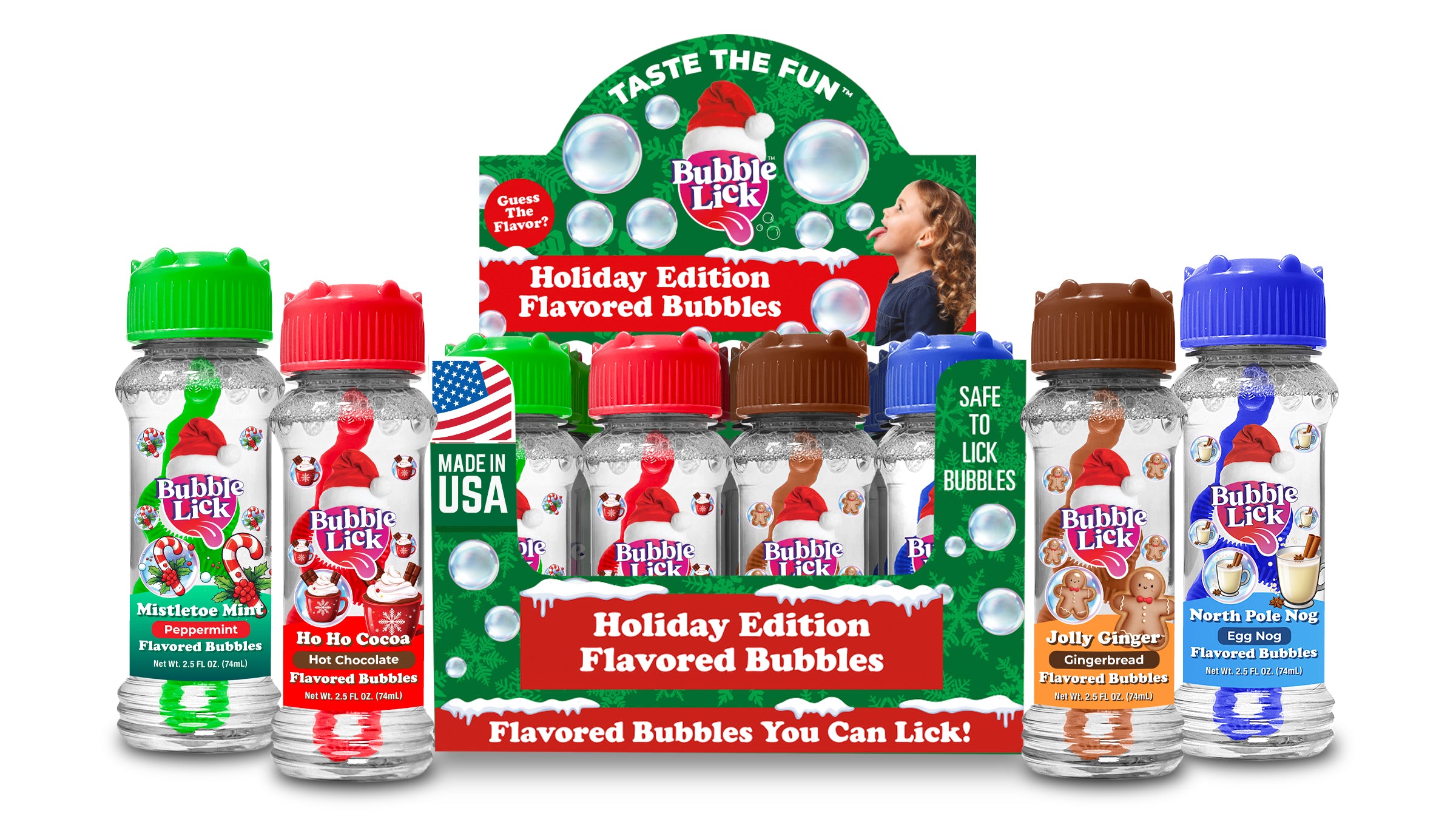 16 cnt PDQ 2.5oz Bubble Lick Variety Holiday Flavored Bubbles