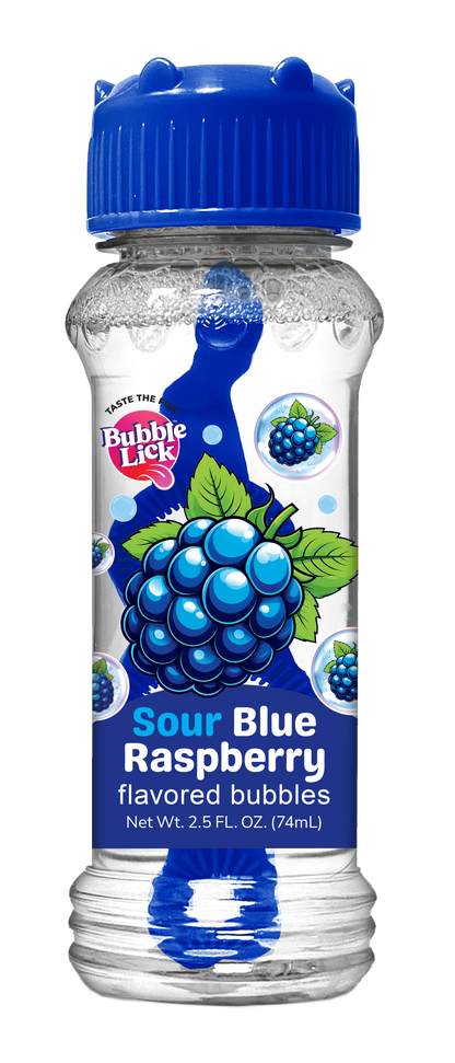 12 cnt PDQ 2.5oz Bubble Lick Sour Blue Raspberry Flavored Bubbles
