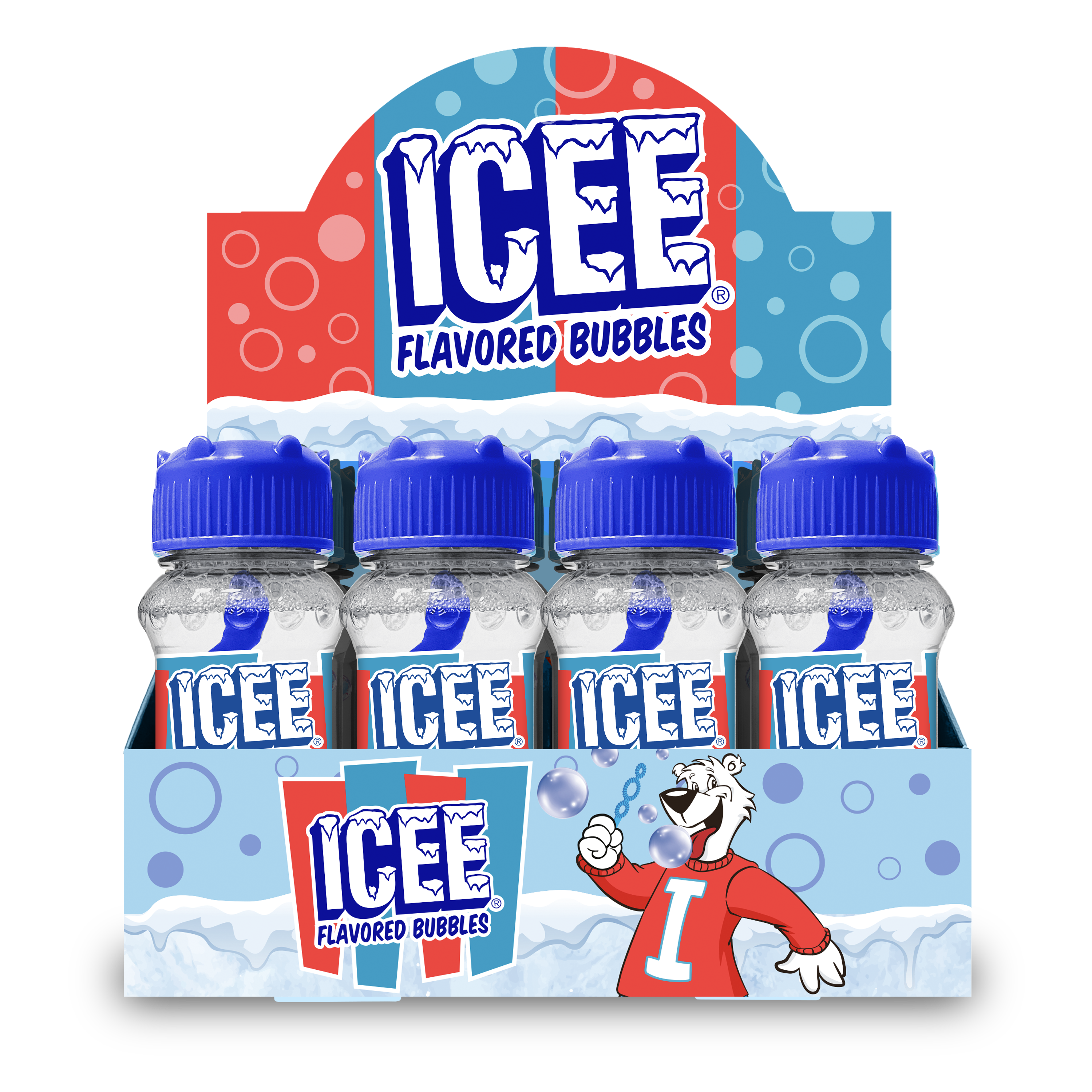 12 cnt PDQ 2.5oz Bubble Lick ICEE Blue Raspberry Flavored Bubbles