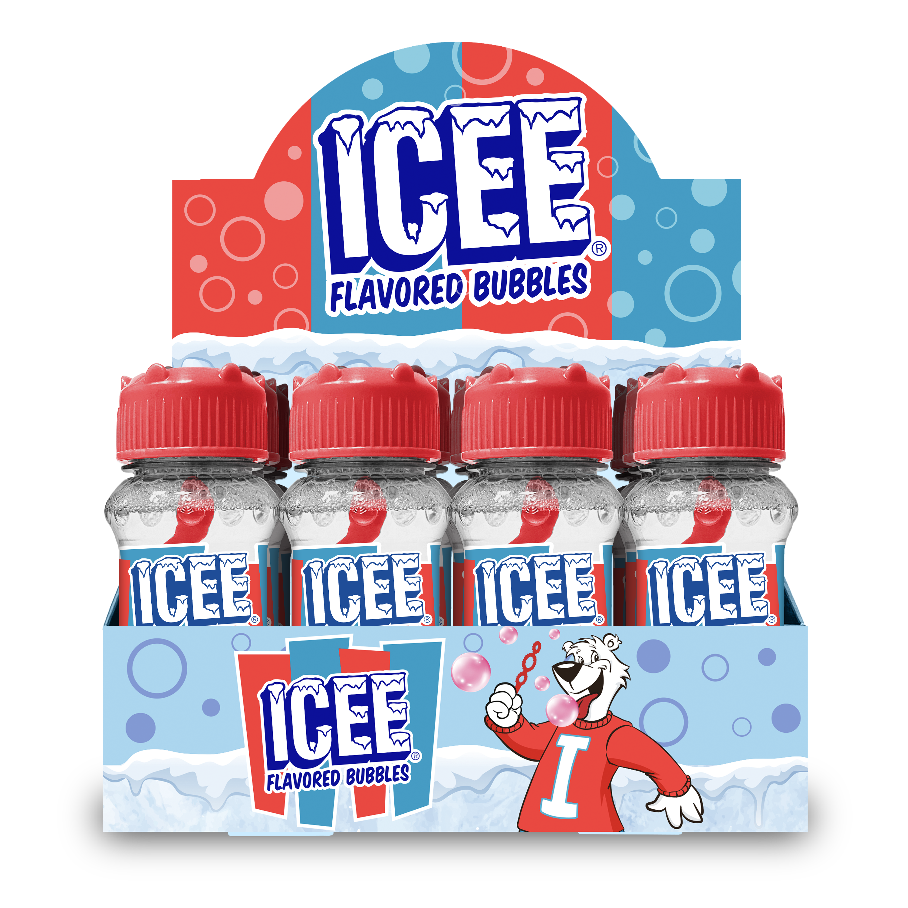 12 cnt PDQ 2.5oz Bubble Lick ICEE Red Cherry Flavored Bubbles