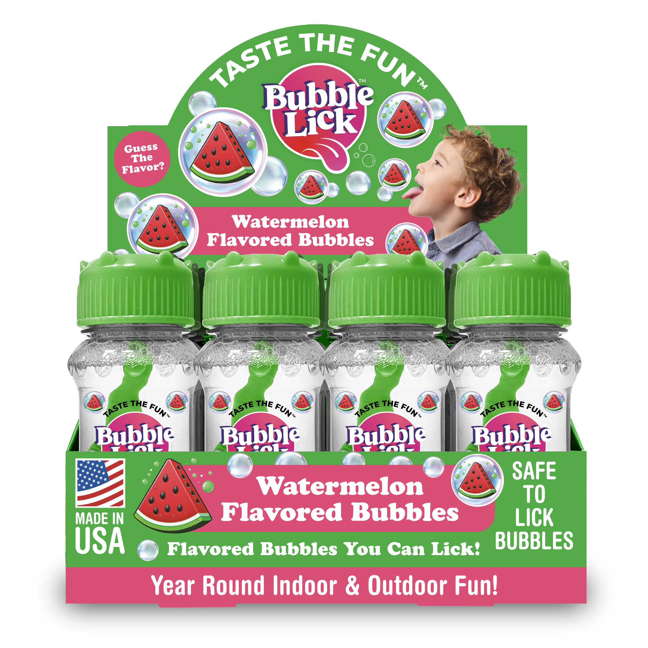 12 cnt PDQ 2.5oz Bubble Lick Watermelon Flavored Bubbles