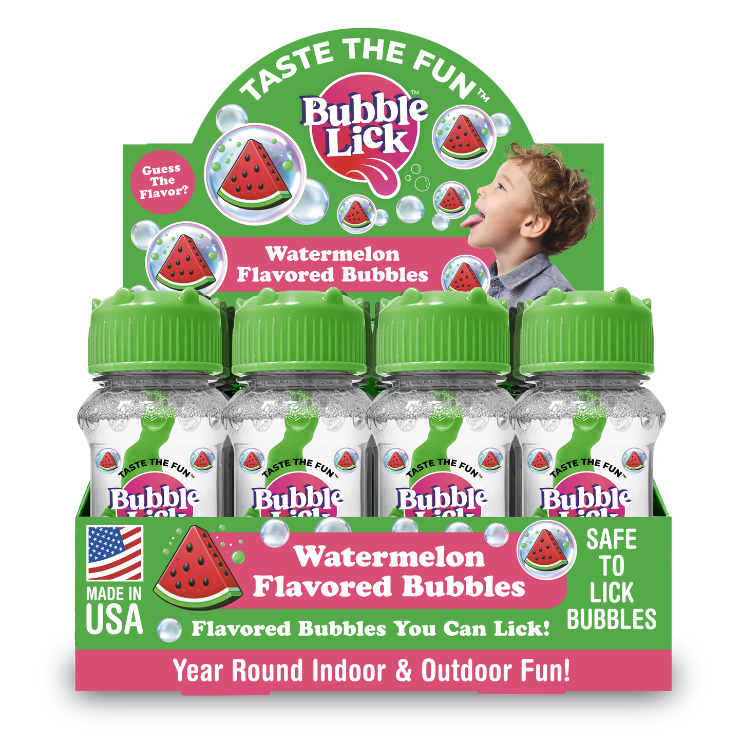 12 cnt PDQ 2.5oz Bubble Lick Watermelon Flavored Bubbles