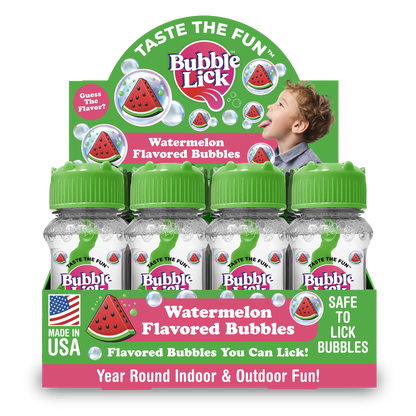 12 cnt PDQ 2.5oz Bubble Lick Watermelon Flavored Bubbles
