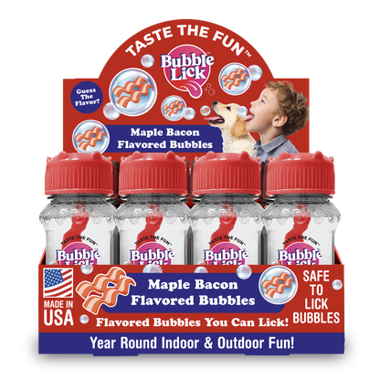 12 cnt PDQ 2.5oz Bubble Lick Maple Bacon Flavored Bubbles