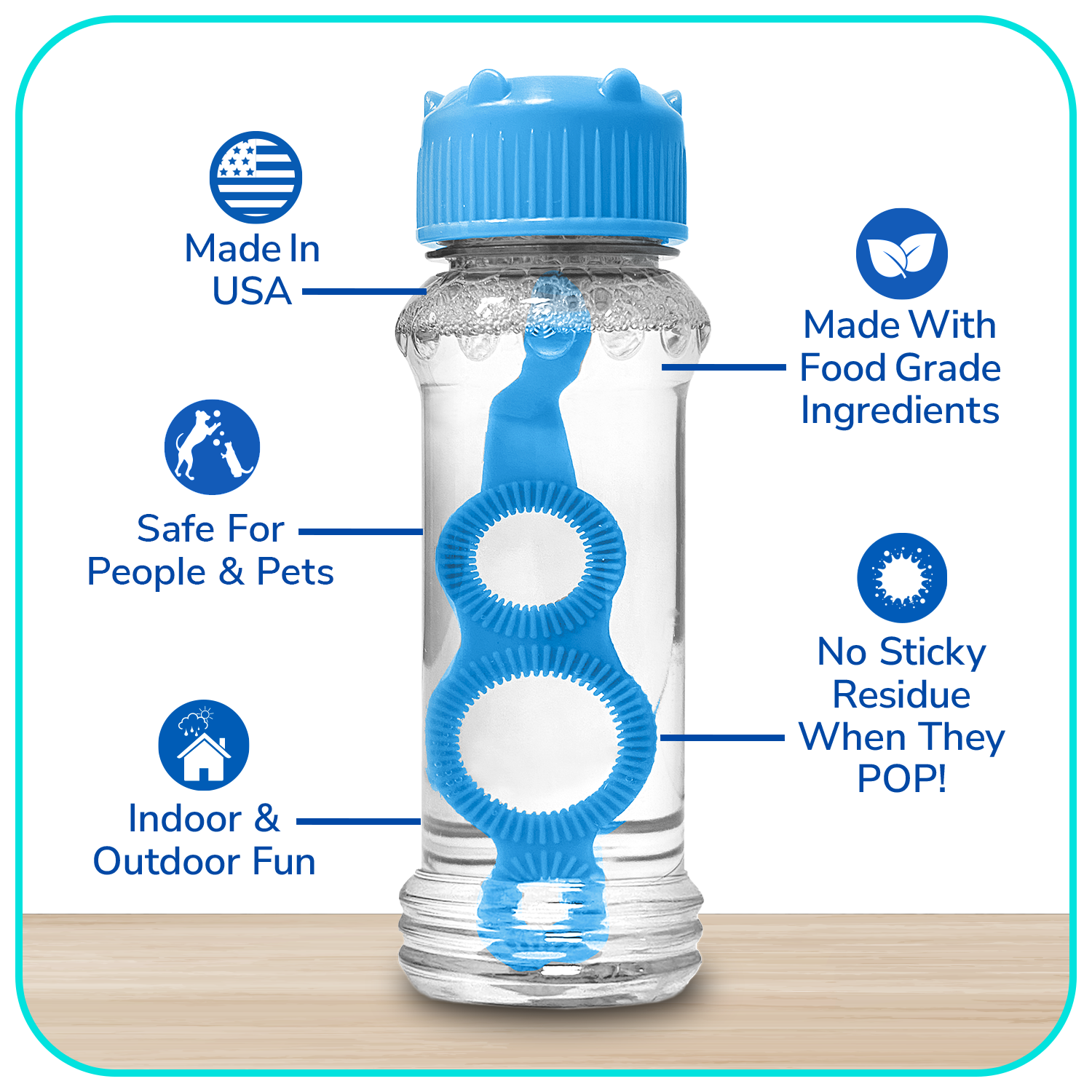 4 pk Box Variety 2.5oz Bubble Lick Sour Blue Raspberry, Sour Green Apple Flavored Bubbles