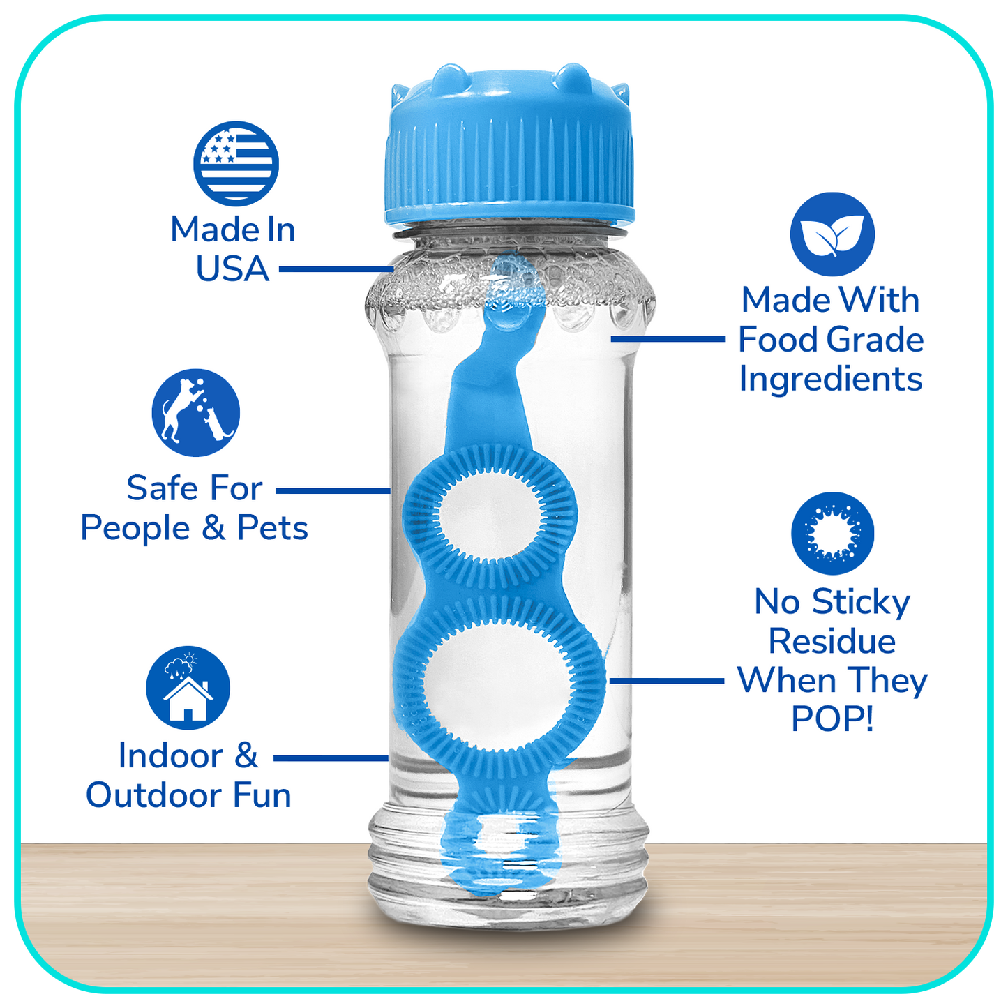 4 pk Box Variety 2.5oz Bubble Lick Sour Blue Raspberry, Sour Green Apple Flavored Bubbles