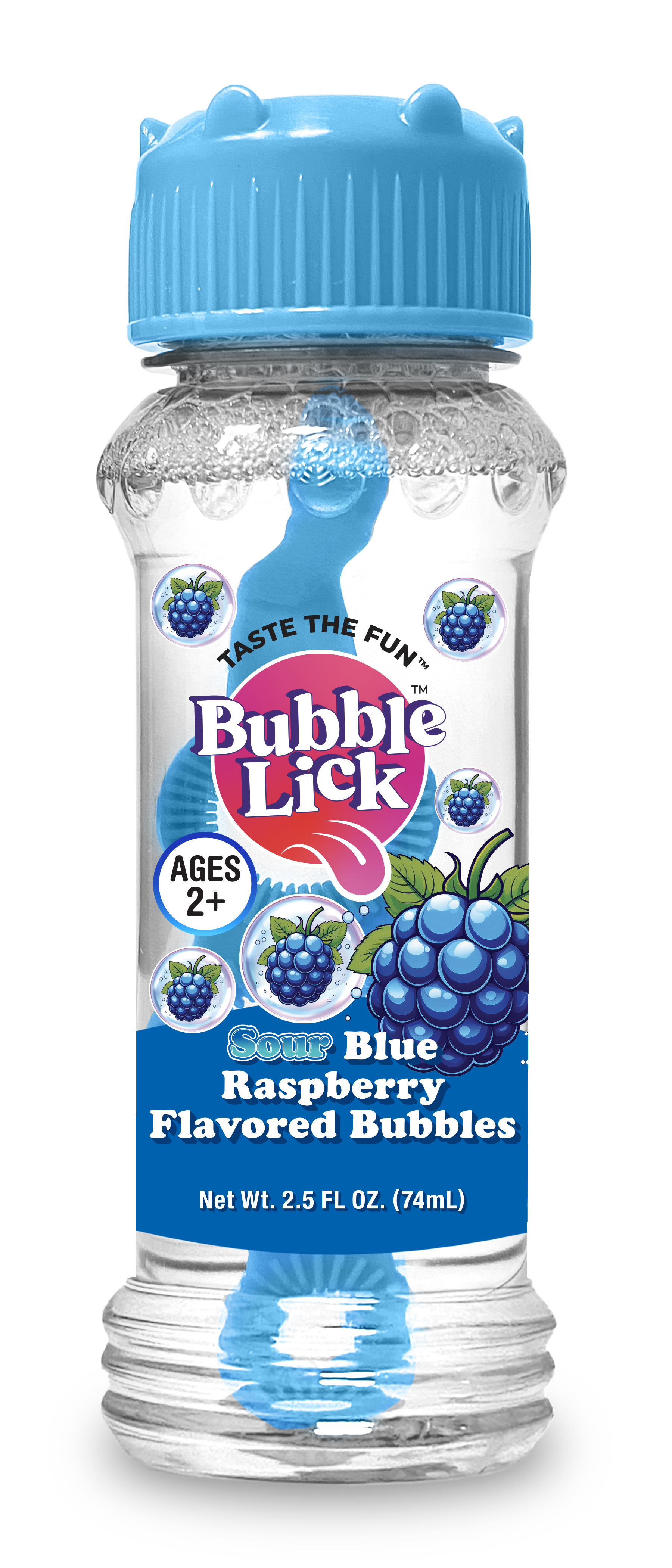 4 pk Box Variety 2.5oz Bubble Lick Sour Blue Raspberry, Sour Green Apple Flavored Bubbles