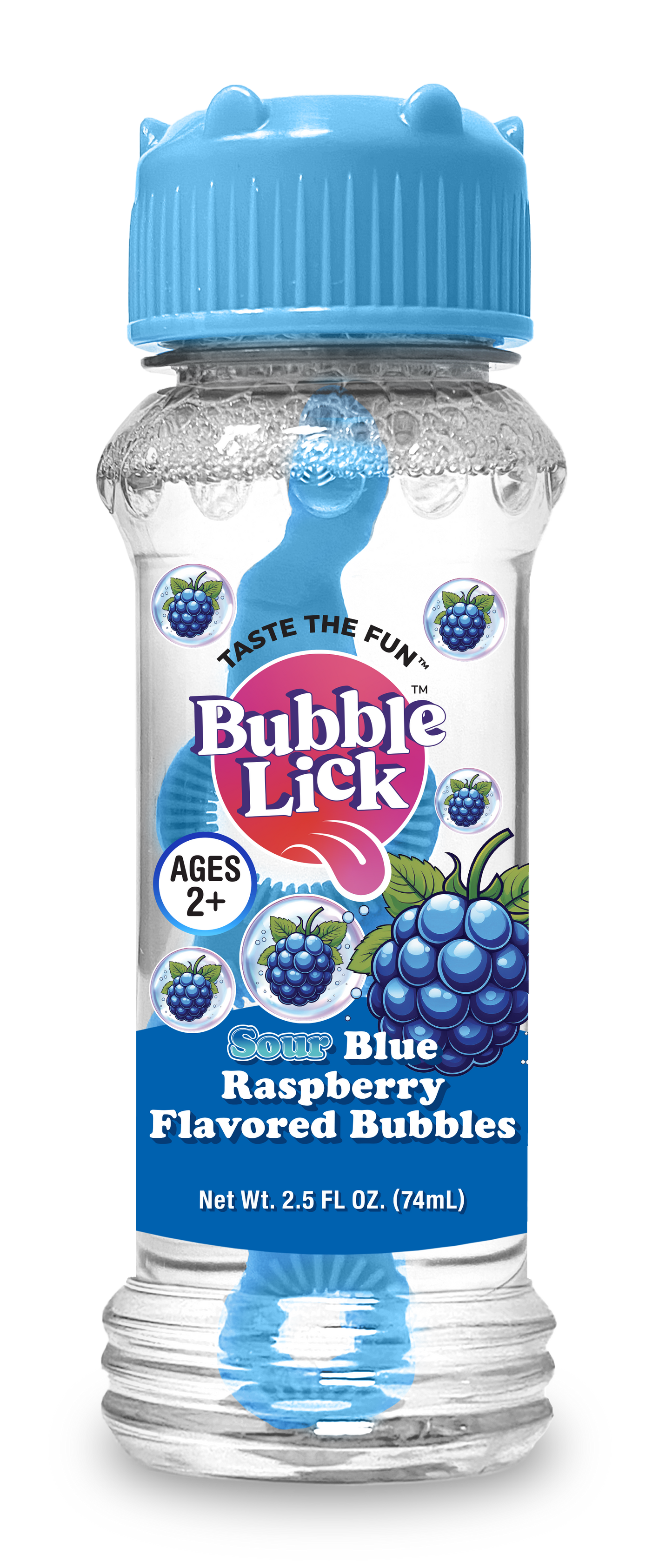 4 pk Box Variety 2.5oz Bubble Lick Sour Blue Raspberry, Sour Green Apple Flavored Bubbles