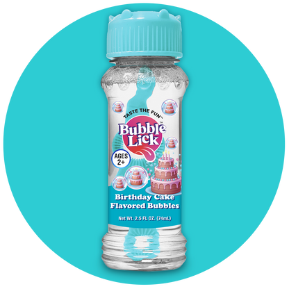 12 cnt PDQ 2.5oz Bubble Lick Birthday Cake Flavored Bubbles