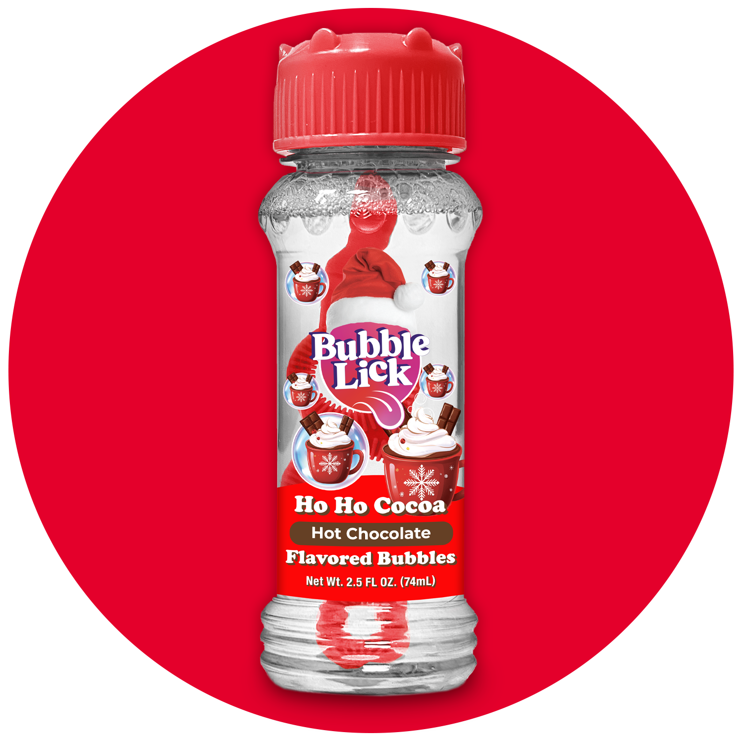 4 pk Box 2.5oz Bubble Lick Holiday Flavored Bubbles Peppermint Cocoa Gingerbread Eggnog USA Made