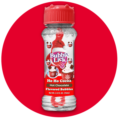 4 pk Box 2.5oz Bubble Lick Holiday Flavored Bubbles Peppermint Cocoa Gingerbread Eggnog USA Made
