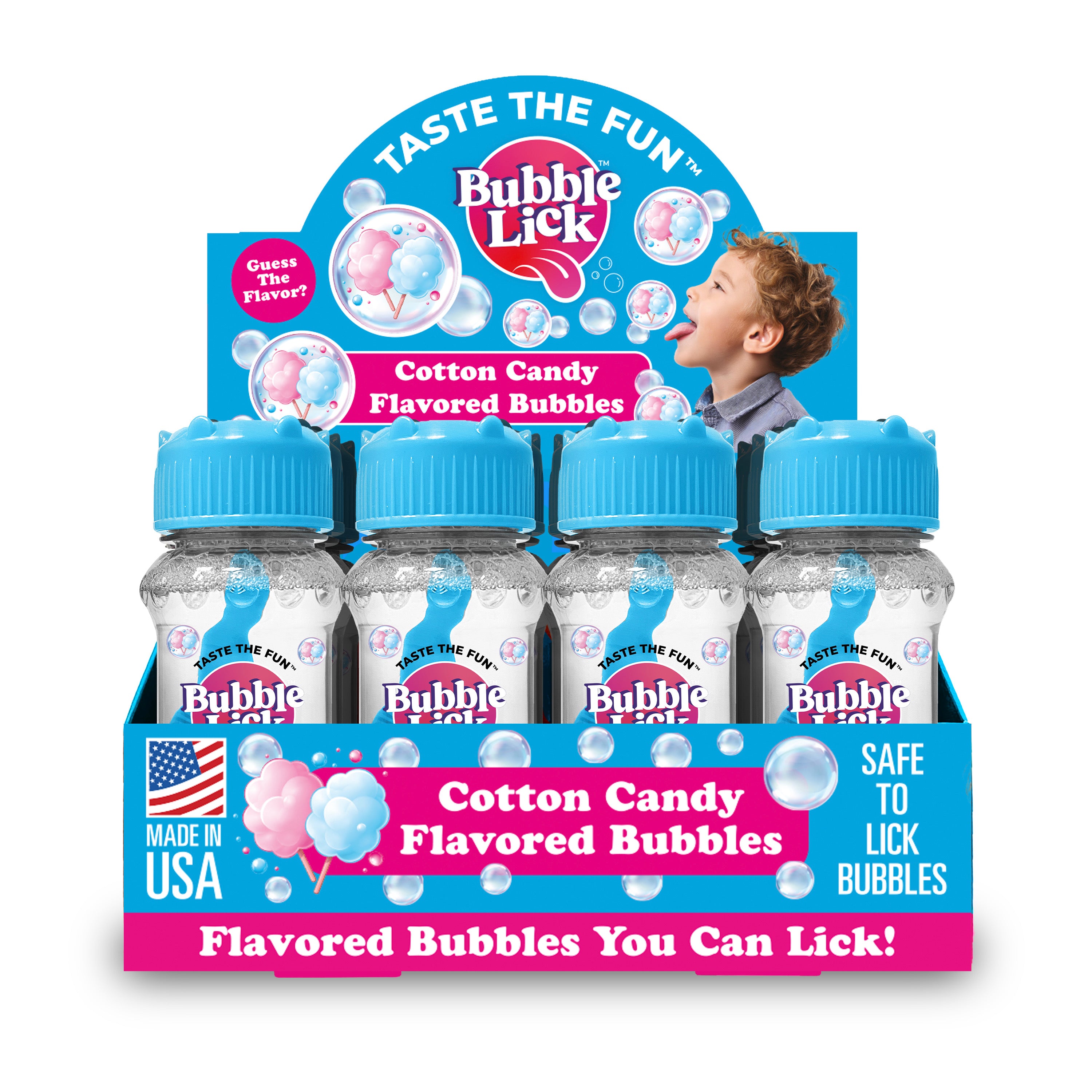12 cnt PDQ 2.5oz Bubble Lick Cotton Candy Flavored Bubbles