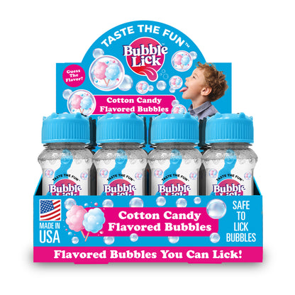 12 cnt PDQ 2.5oz Bubble Lick Cotton Candy Flavored Bubbles