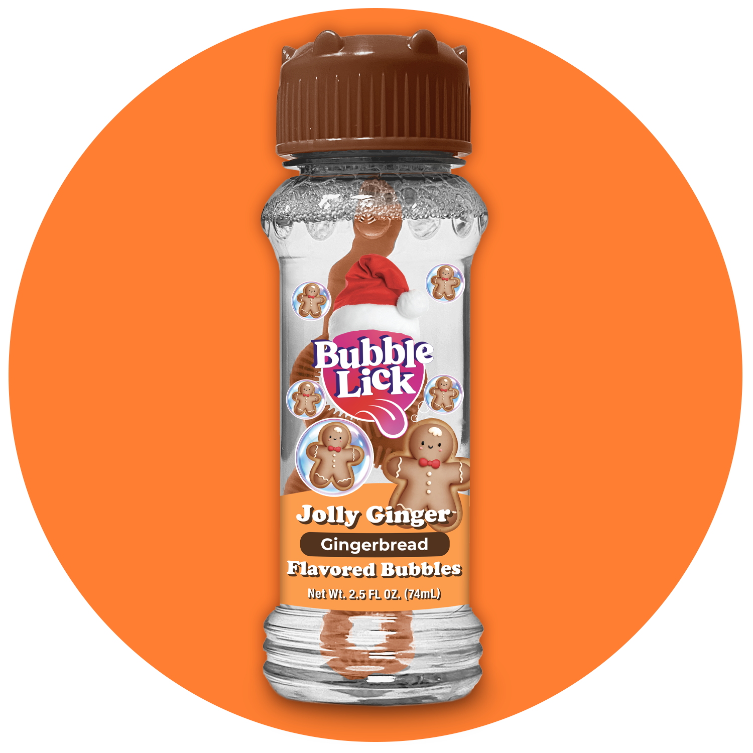 4 pk Box 2.5oz Bubble Lick Holiday Flavored Bubbles Peppermint Cocoa Gingerbread Eggnog USA Made