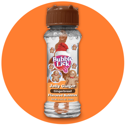 4 pk Box 2.5oz Bubble Lick Holiday Flavored Bubbles Peppermint Cocoa Gingerbread Eggnog USA Made