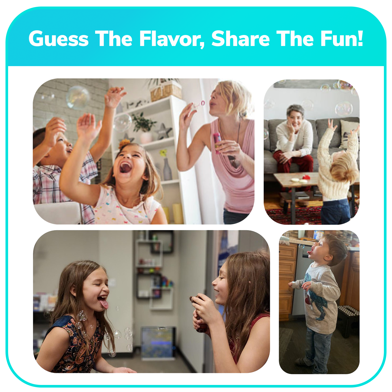 4 pk Box 2.5oz Bubble Lick Holiday Flavored Bubbles Peppermint Cocoa Gingerbread Eggnog USA Made