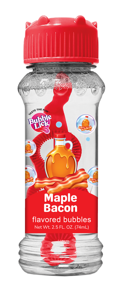 4 pk Box 2.5oz Variety Flavor Bubble Lick Maple Bacon & Peanut Butter Flavored Bubbles
