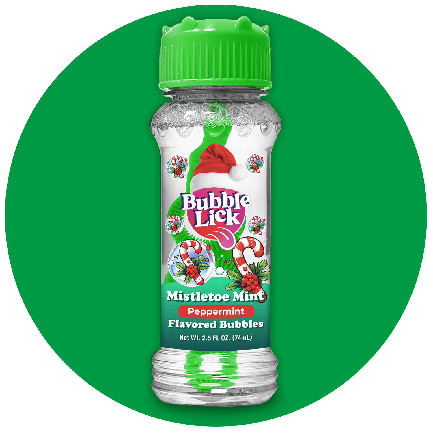 4 pk Box 2.5oz Bubble Lick Holiday Flavored Bubbles Peppermint Cocoa Gingerbread Eggnog USA Made