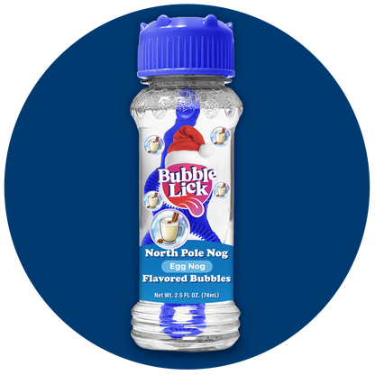 4 pk Box 2.5oz Bubble Lick Holiday Flavored Bubbles Peppermint Cocoa Gingerbread Eggnog USA Made